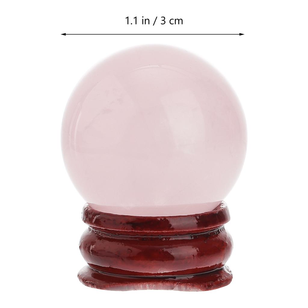 1Pcs Crystal Ball Decor Pink Delicate Powder Crystal Elegant Design Wooden Base Bedroom Living Room Office Ornament