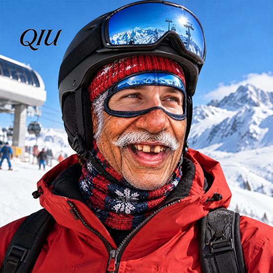 Funny Face Ski Mask Realistic Balaclava Mask, Old Man Woman Print Neck Gaiter, Snowboard Shield Windproof Full Coverage for Winter Sports Snowboarding