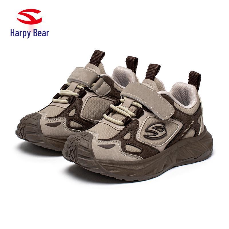 Hapi Bear Leather Kids' Sneakers: Comfortable, Casual Shoes for Boys & Girls, Ideal for Spring and Autumn.