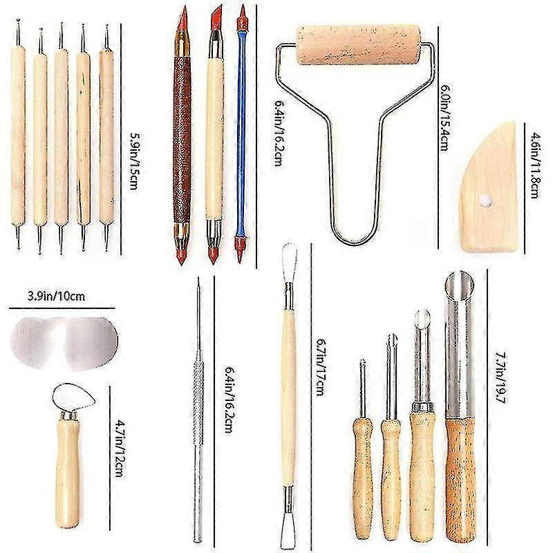 61pcs Polymer Modeling Clay Sculpting Tool Pottery Ceramic Clay Ball Stylus Dotting Pen Rock Painting Kit