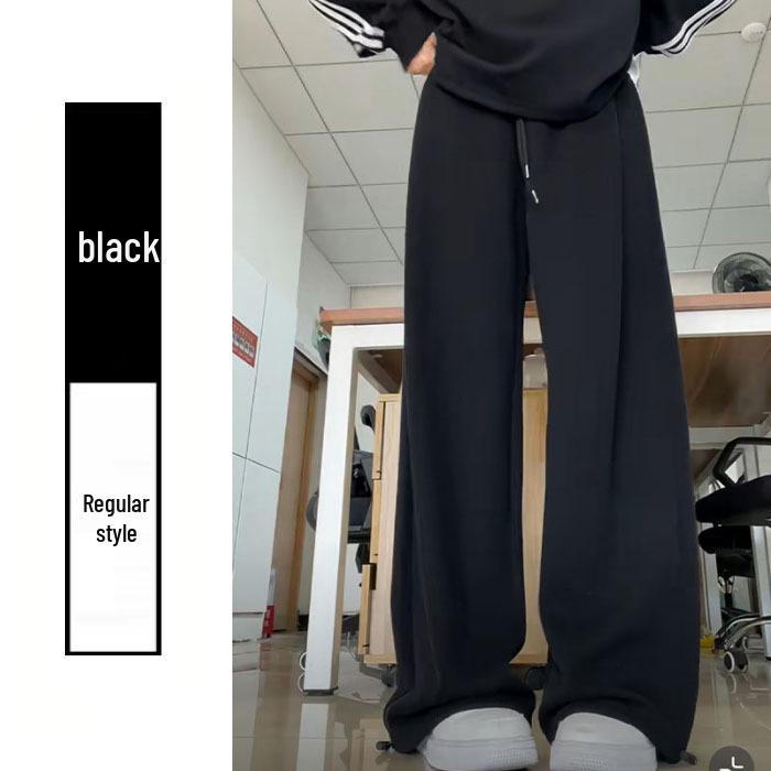 White-Grey Women's Wide-Leg Sweatpants - Summer 2024 Slimming Loose-Fit Cuffed Joggers