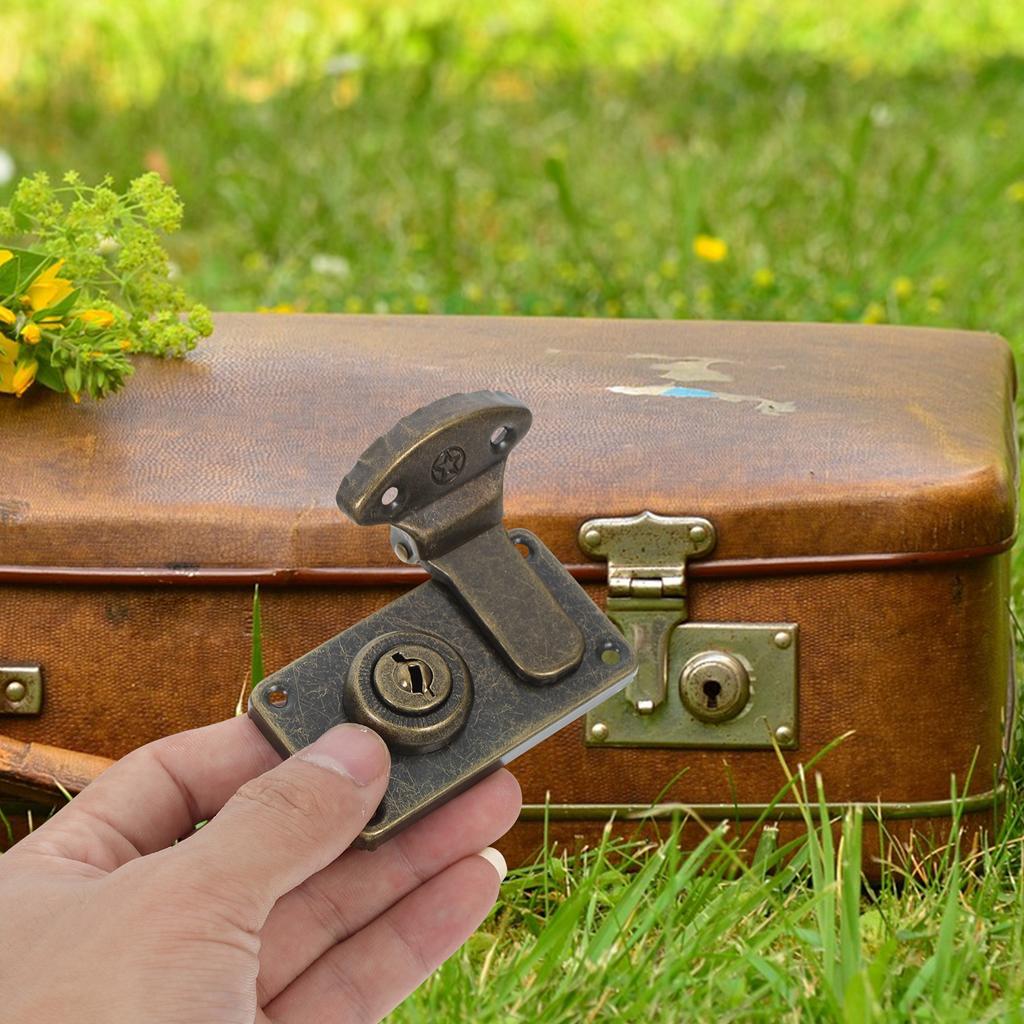 2Pcs Vintage Box Lock Suitcase Latch Brass Clasp Padlock Furniture Hardware Wooden Trunk Hasp Locker Closure Fastener