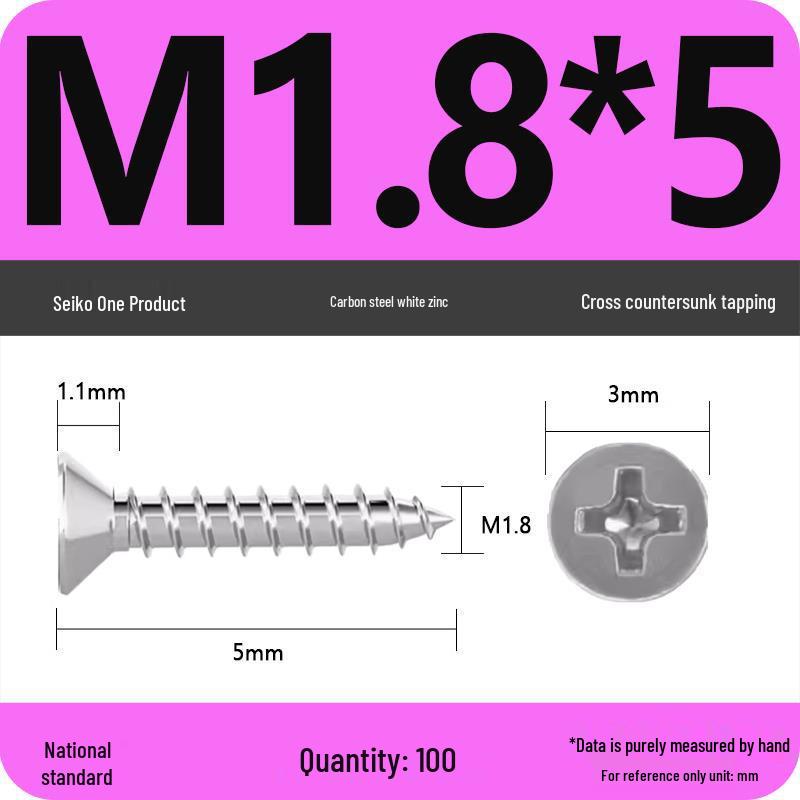 Iron Galvanized Phillips Flat Head Self-Tapping Screws - Countersunk M1 To M4