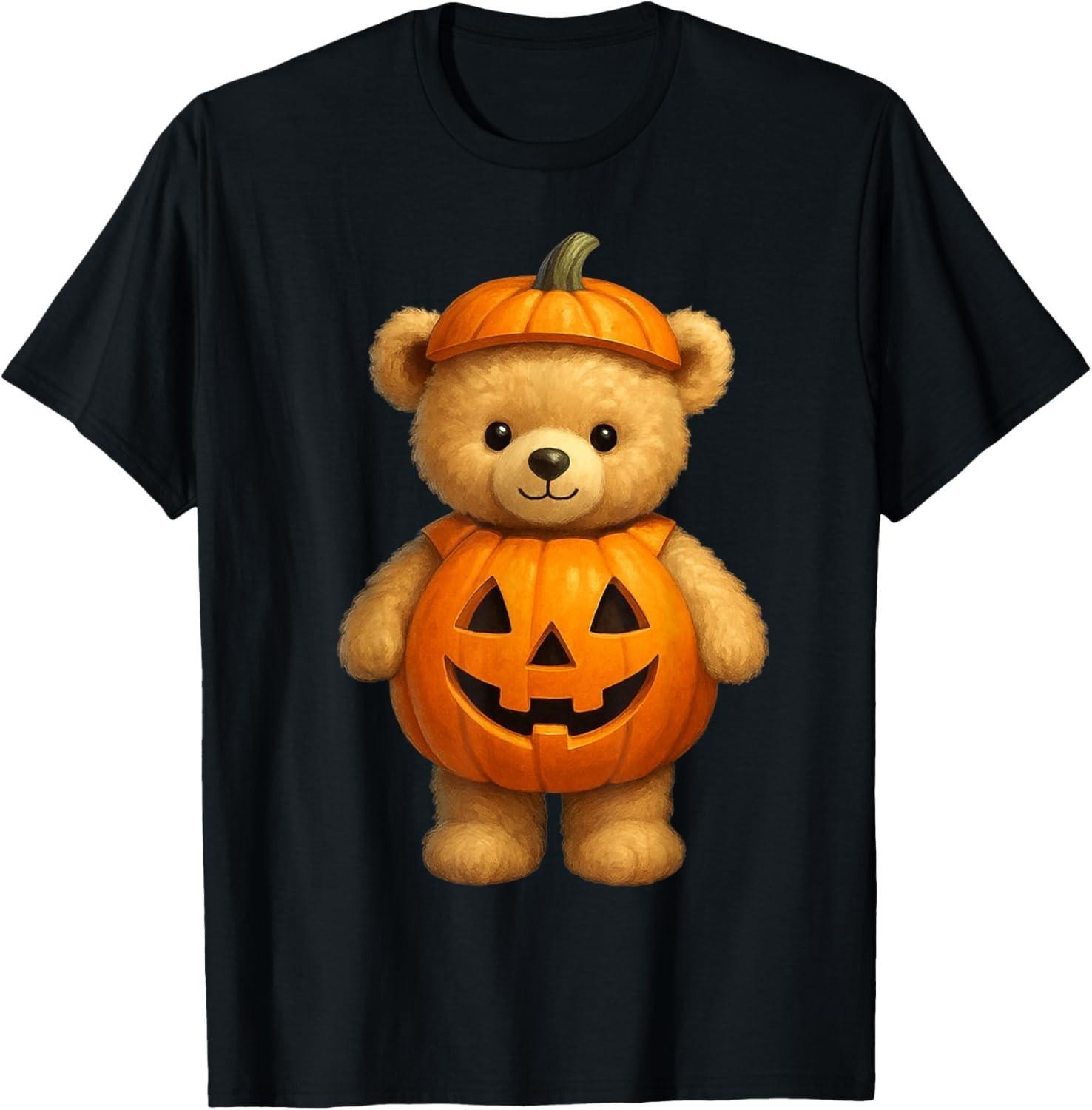 Cute Halloween Teddy Bear Pumpkin Costume Funny T-Shirt Mens Womens Tees Top unisex T-Shirt Mens Womens Tees Top 3XL
