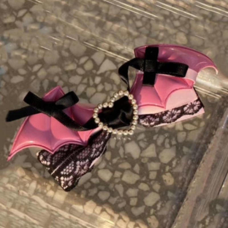 Fashion Hair Clips LOLITA Headwear Lace Bow Wing Edge Clip Sweet Girl Hair Clip Sweet Style Hair Accessories Set Pink Hair Clip