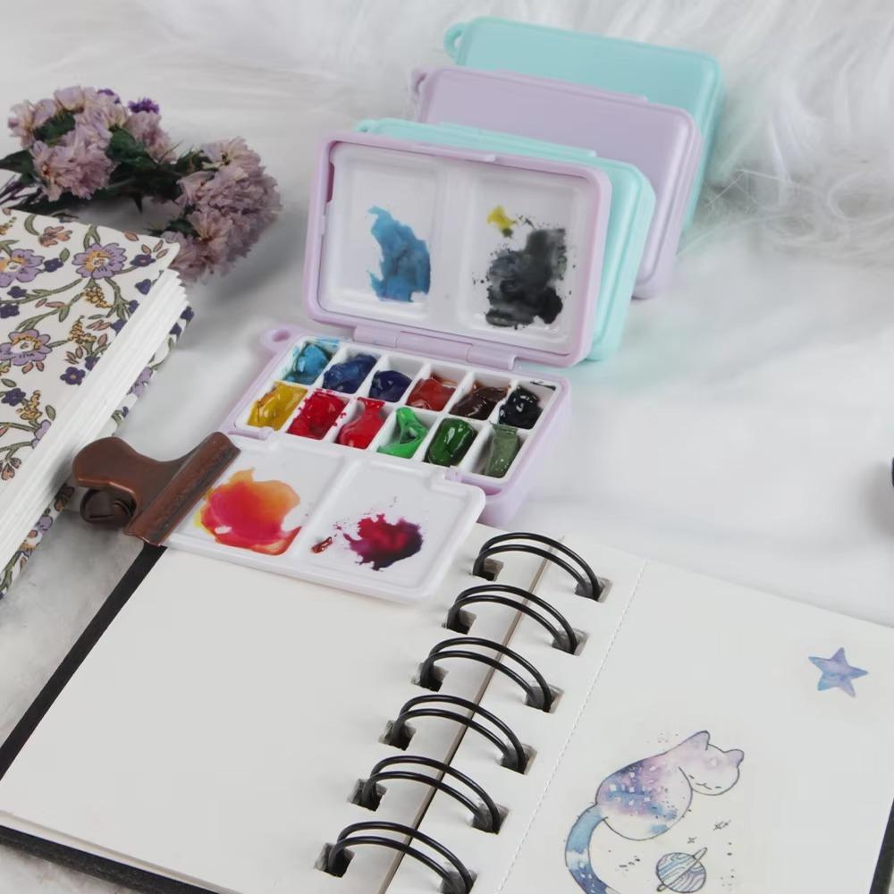 Purple Watercolor Paint Subpackage Palette Pigment Box High-quality Travel Plastic Painting Box