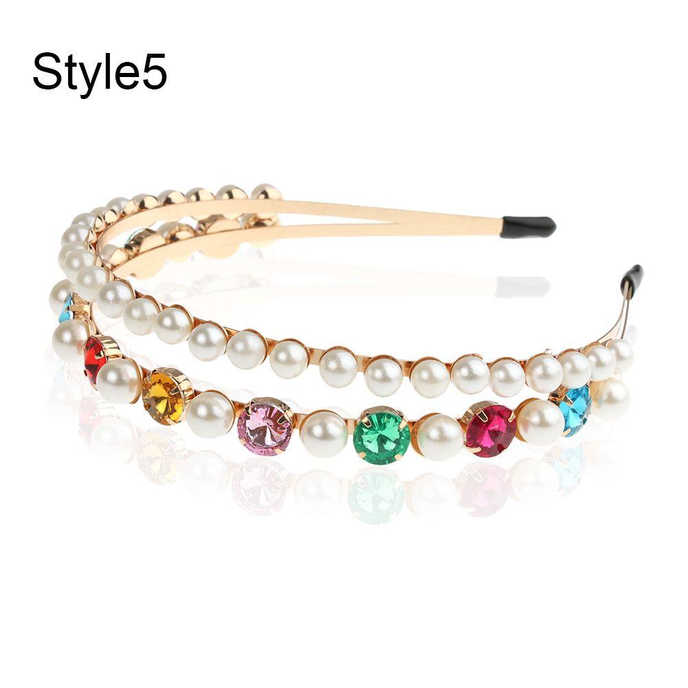 New Party Jewelry Gifts Elegant Pearl Hair Band Gem Crystal Head Wrap Rhinestone Headband