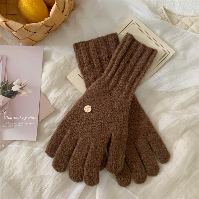 Neujahrsrote gestrickte Wollhandschuhe für Damen Winter Koreanischer Stil Fingerlos Touchscreen Studentenpaare zum Warmhalten