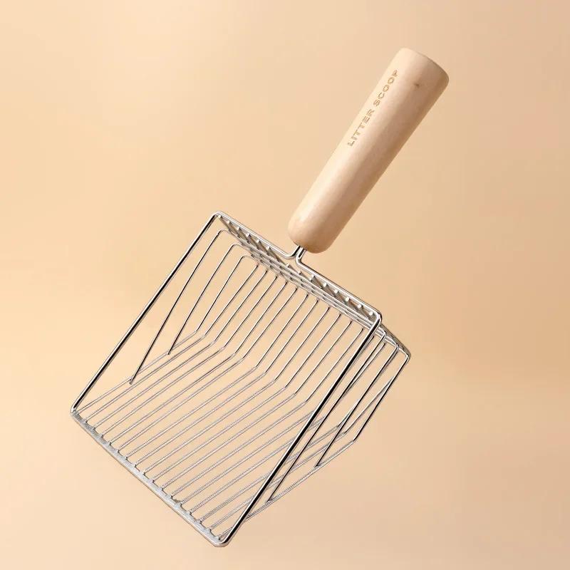Cat Litter Shovel Set Candy Color Large Wooden Handle Cat Toilet Cleaning Poop Scoop Tools Pet Cleaning Accessories Supplies