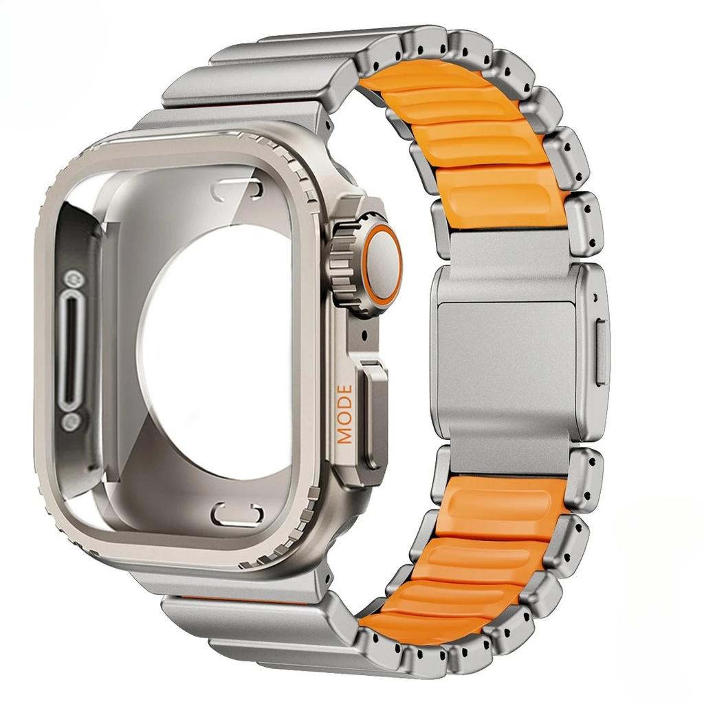Titanium Strap+Metal Case for Apple Watch Band Ultra 3/2 49mm 46mm 45mm 44mm Alloy Shell Cover for Iwatch Series 11 10 9 8 7 SE3