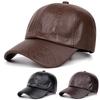 Pu Leather Baseball Cap With Embossed Design For Autumn Winter Outdoor Men