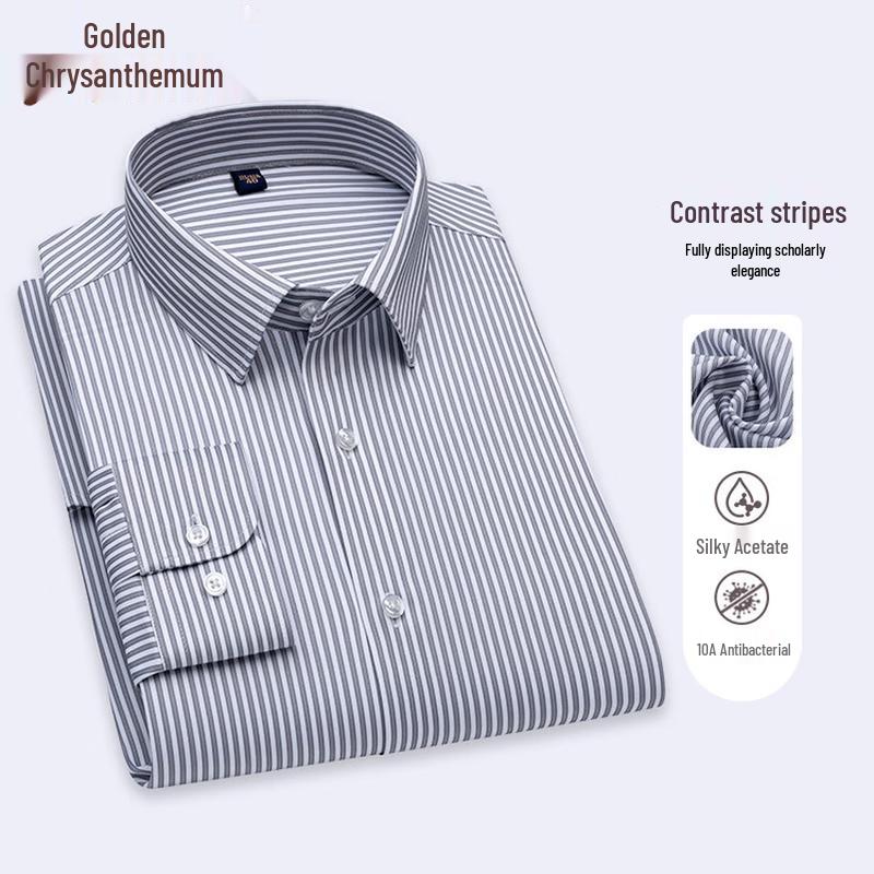Golden Chrysanthemum Men s Acetate Non-Iron Herringbone Shirt 42