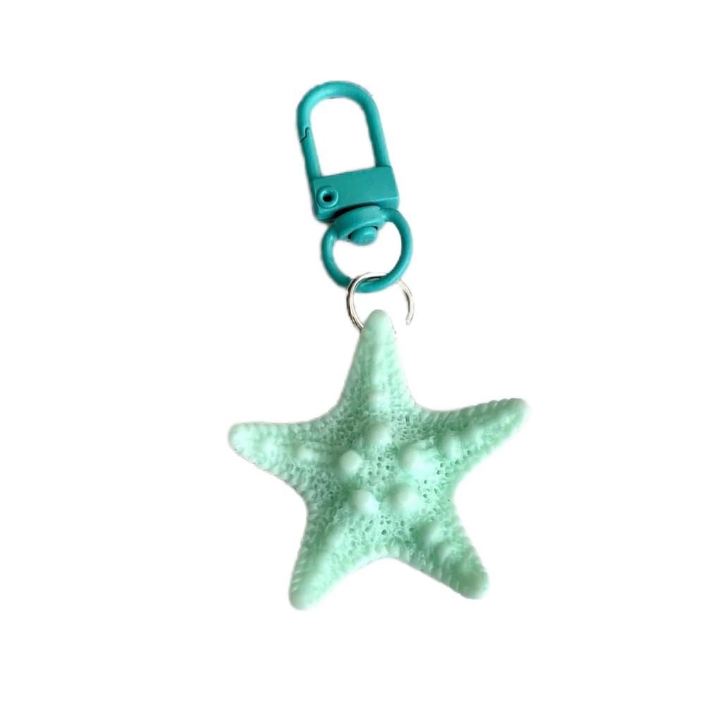 Colorful Starfish Keyring Sea Star Shaped Keychain Handmade Pentagrams Pendant Key Chain Handmade Bag Accessories