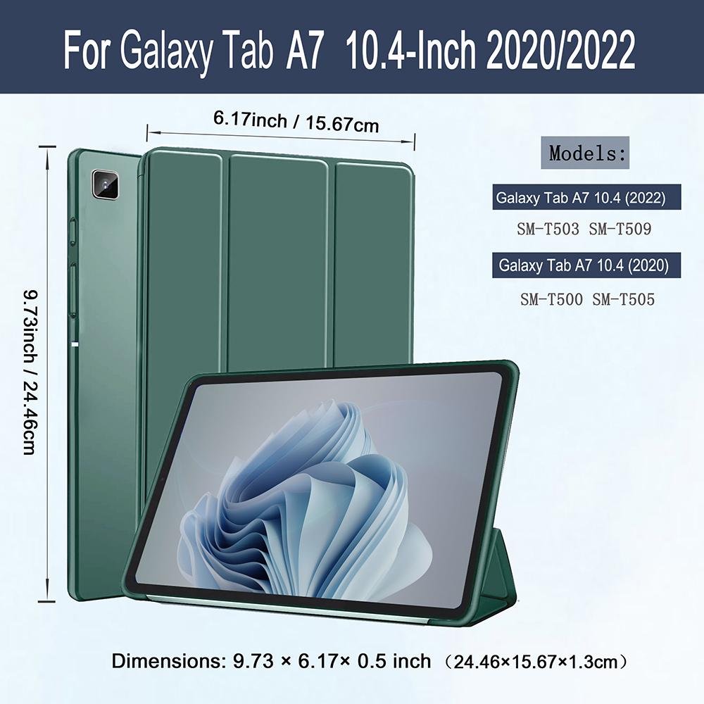 Étui pour Samsung Galaxy Tab A7 10,4'' / Couverture Magnétique en Cuir PU pour Tablette Galaxy Modèle SM-T500/T503/T505/T507 Tab A710.4 T505 T500