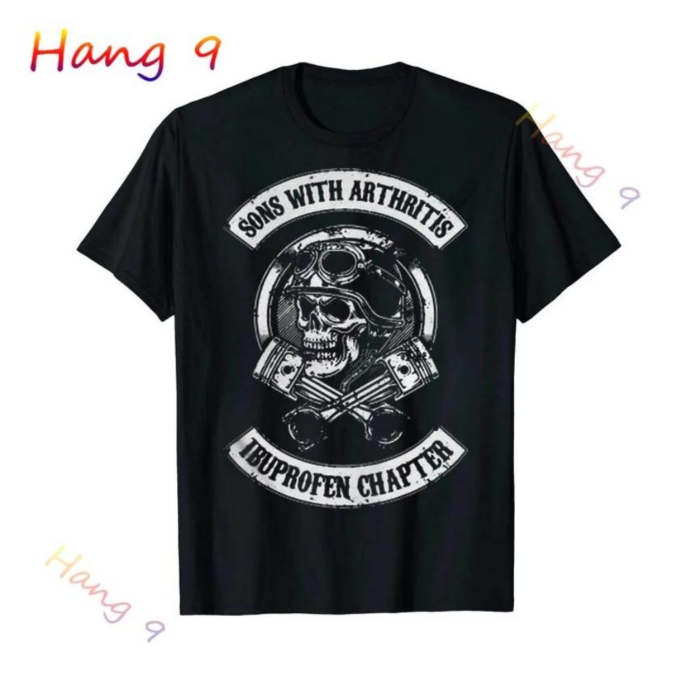 Söhne mit Arthritis Ibuprofen Kapitel Lustige Biker Schädel T Shirt Schwarz Vintage Herren Grafik T Shirts