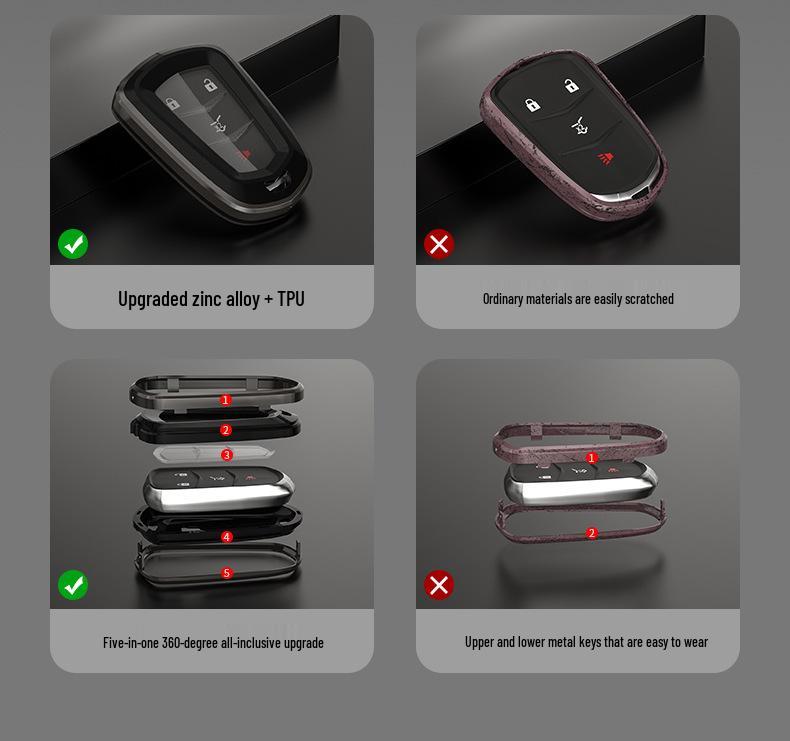 Cadillac Premium Key Case for XT5, CT5, XT4, XTS, ATSL, CT6, XT6, CT4 - Suitable for Men & Women