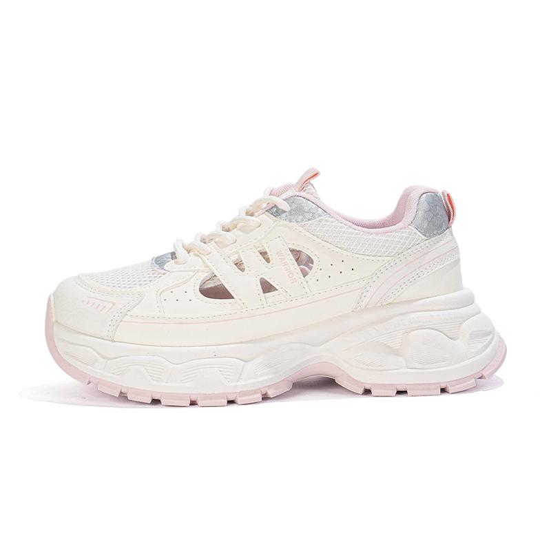 Warrior Synthetic Leather Fresh Breathable Thick Sole Height Increasing Wear Resistant Non Slip Low Top Retro Dad Shoes Kids Sneaker Pink WXY-Q900C