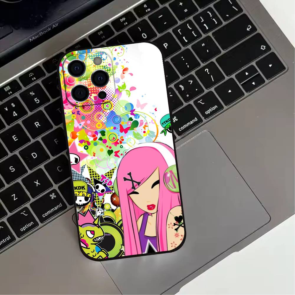 J-Japan T-okidokis Girl  Phone Case For iPhone 17,16,15,14,13,12,11 Plus,Pro Max,XS,Soft Silicone Black Cover