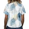 Women's Fashion Polo Collar Button Front Vintage Floral Print Loose Fit Short Sleeve T Shirt Linen Blend Casual Top