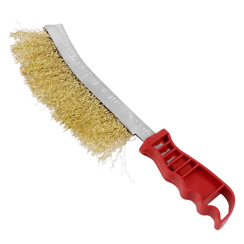 Steel Wire Brush with Plastic Handle - Stainless Steel & Copper Plated, Knife Type for Rust Removal and Cleaning