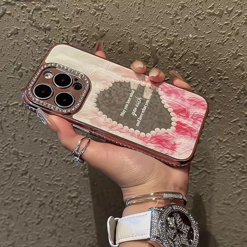 Make-up-Spiegel Geeignet für Apple 15 Strass Handyhülle Luxus IPhone 14/13 ProMax Sturzsichere Schutzhülle