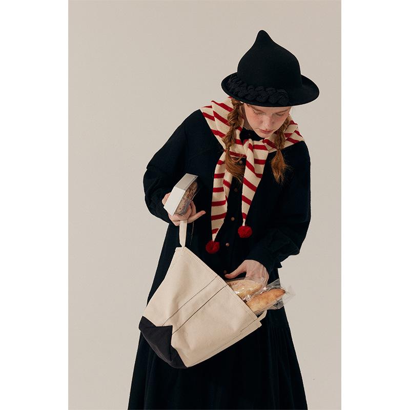 

Japanese Handmade Ball Striped Triangle Scarf New Warm Scarf Striped Scarf with Shawl 38*136cm