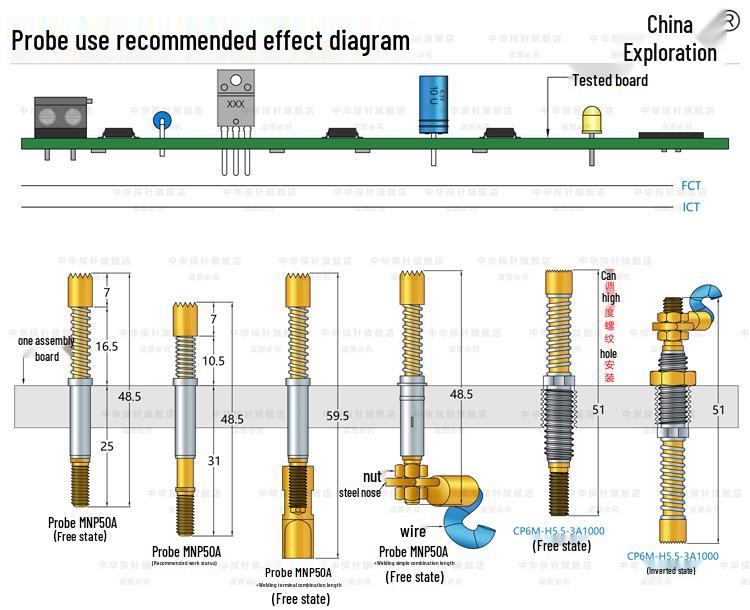 MNP50-ABGA8 High Current Probe, 100A, Beryllium Copper, Thick Gold-Plated, Low Impedance