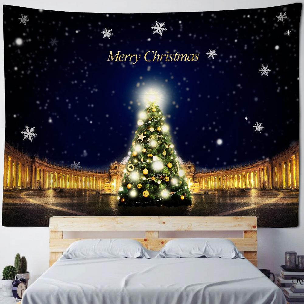 Christmas Snowman Tree Tapestry Cozy Room Xmas Holiday Party Backdrop Wall Hanging Photography Background Decor (