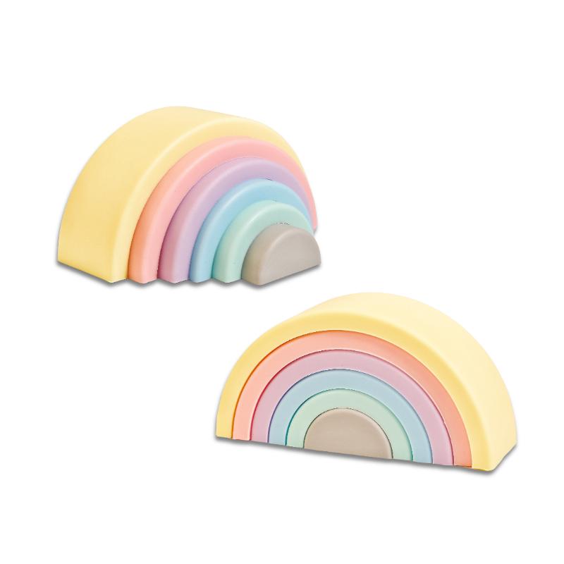 

1Set Infant Rainbow Colors Silicone Stacking Playthings Montessori Imaginative Playthings BPA Free Food Grade Silicone Early Education Children Gifts