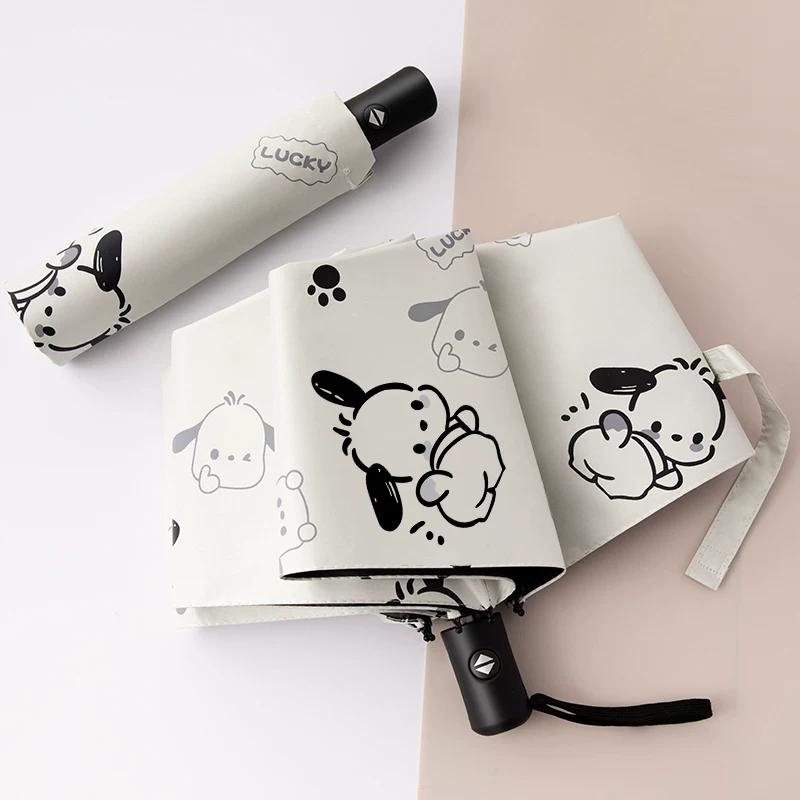 Student Safety Anti-Rebound Children's Umbrella for Girls, Dual-Use for Sun and Rain, Foldable Automatic Umbrella for School Use