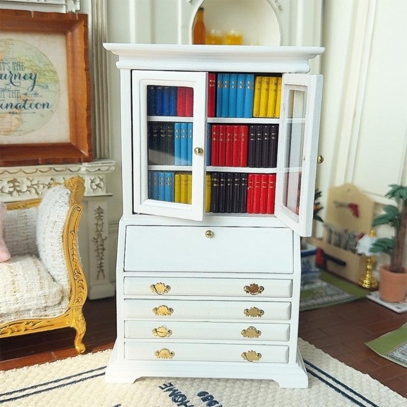 Bookcase Miniature Wooden Cabinet For Dollhouses Bedroom Living Room Decors DIY Craft Project Tiny House Furniture