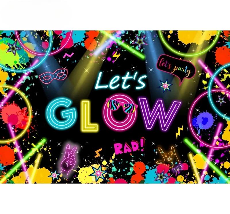 Splashing Graffiti Glow Wall Backdrop  HipHop Theme Happy Birthday Party Photography Background BannerTapestry