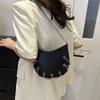 New Temperament Metal Chain Bag  Air-eye One-shoulder Crossbody Bag, Fashionable   Cool and Personalized French Saddle Bag