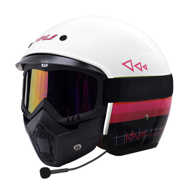 HNJ Harley Retro Electric Car Helmet Battery Men's Women's Half