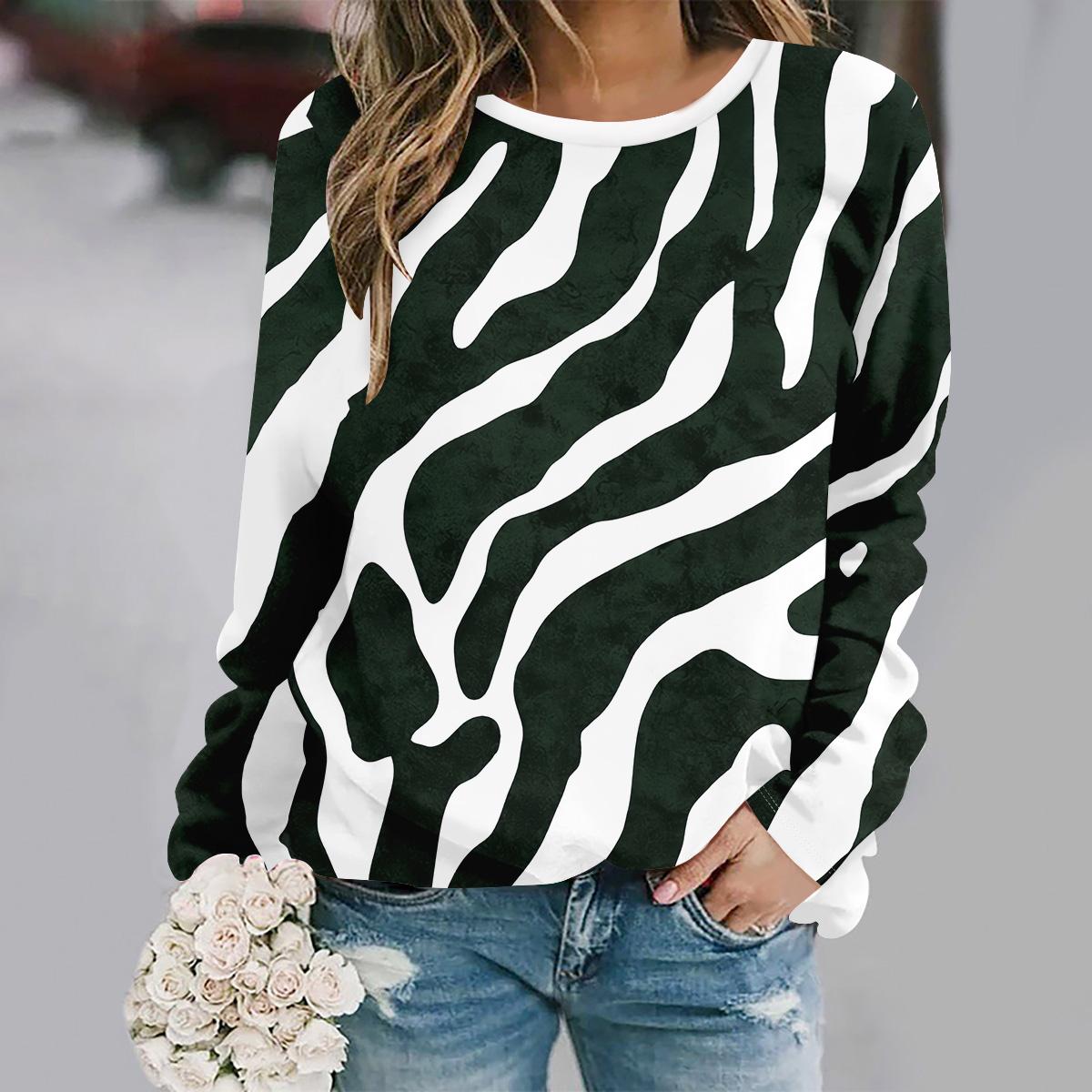 

Осень и зима новая мода круглый вырез длинный рукав с принтом элегантный повседневный свободный худи XL