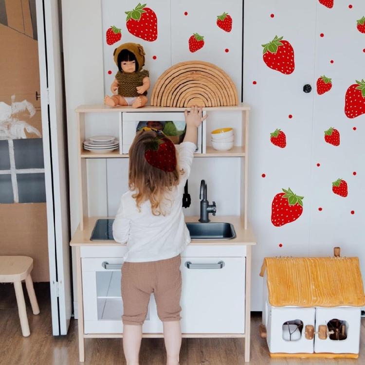 Erdbeer-Sticker Wasserdicht Klebend PVC Wandaufkleber Wiederverwendbar Fenster-Sticker Für Kinderzimmer Kindergärten Klassenzimmer Wand