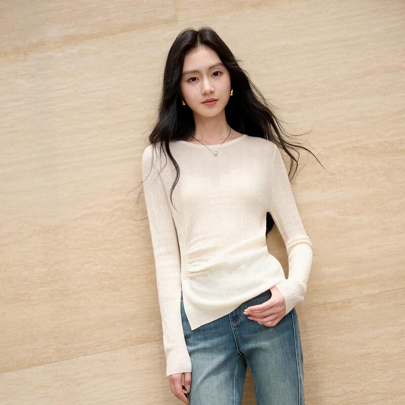 

Sancai 2025 Осень Приталенный Вязаный Свитер с Длинным Рукавом S