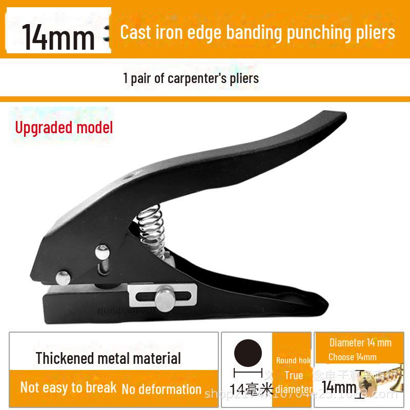 Woodworking Edge Banding Leather Punch Pliers - Large 3-in-1 Nail Patch Tool with 12mm, 14mm, 15mm Holes