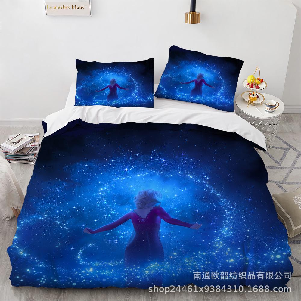 Cartoon Animation Kit 3D Digital Printing Quilt Cover Princess Bedding Three-Piece Set