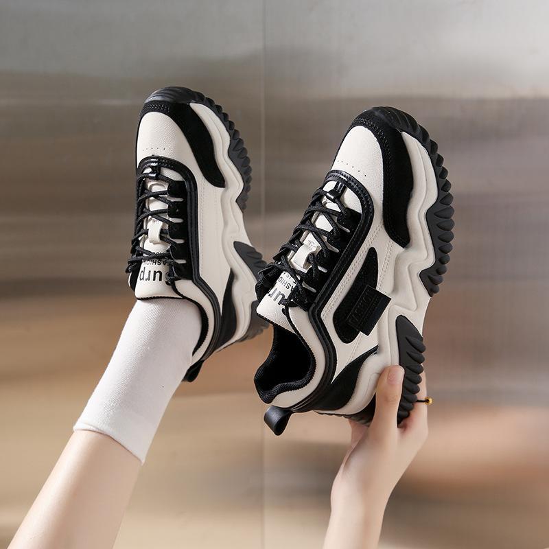 Daddy shoes girl 2025 ins trendy autumn new color matching bottom versatile fashion casual women's lace-up sneakers