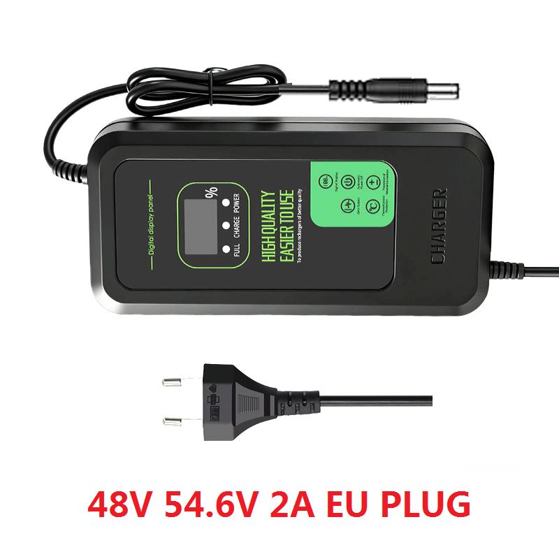 36V 42V / 48V 54.6V 2A /5A LED Charger For Lithium Battery Digital Display Power Supply Adapters Fast Charging With Cooling Fan