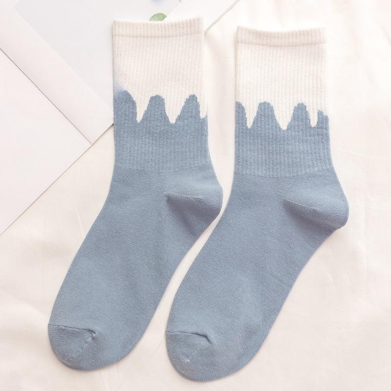 

Женские весенне-осенние тренды в различных клетчатых спортивных длинных хлопковых носках 1 pair белый/синий