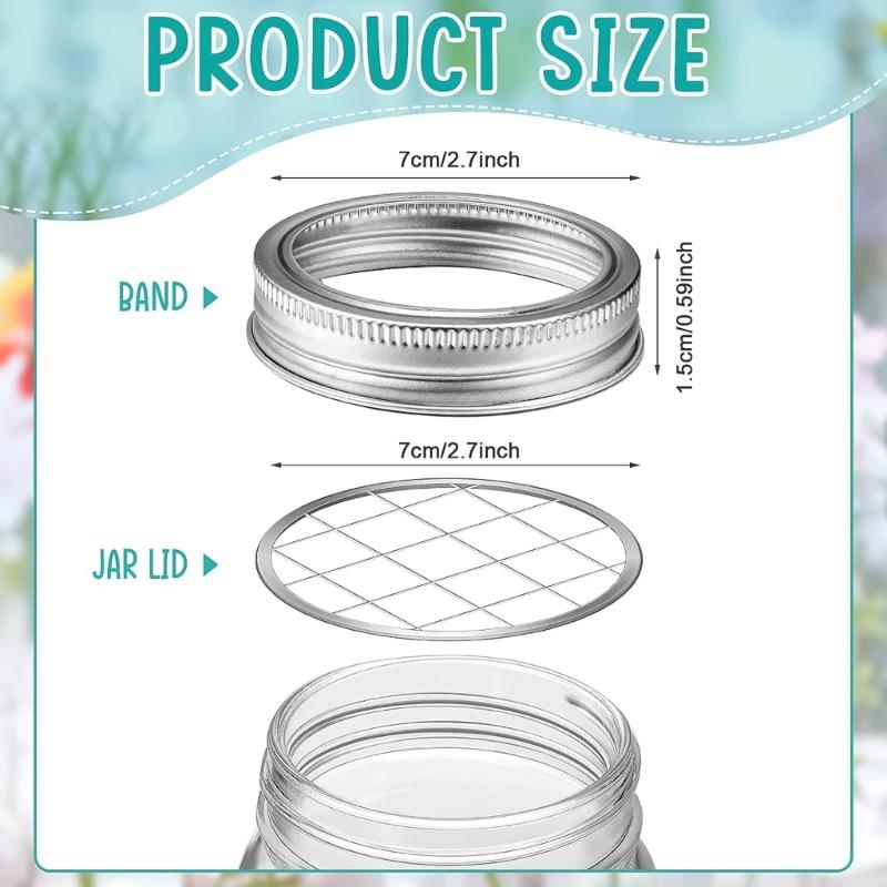 Organizer Lid Insert Flower Glass Bottle Covers Silver Lid with Straw Hole Square Grides Lid Suitable for Arrangements