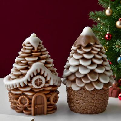 Candle Mold Christmas Pine Cone House Candle Making Mould Handmade Soap Mould For Epoxy Resin Plaster Soap Party Planners Art