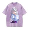 Hot Anime Re ZERO Emilia Kawaii Print T-shirt Men Women Short Sleeve Clothing Cotton Tshirt Retro Washed T Shirt Male Manga Tops