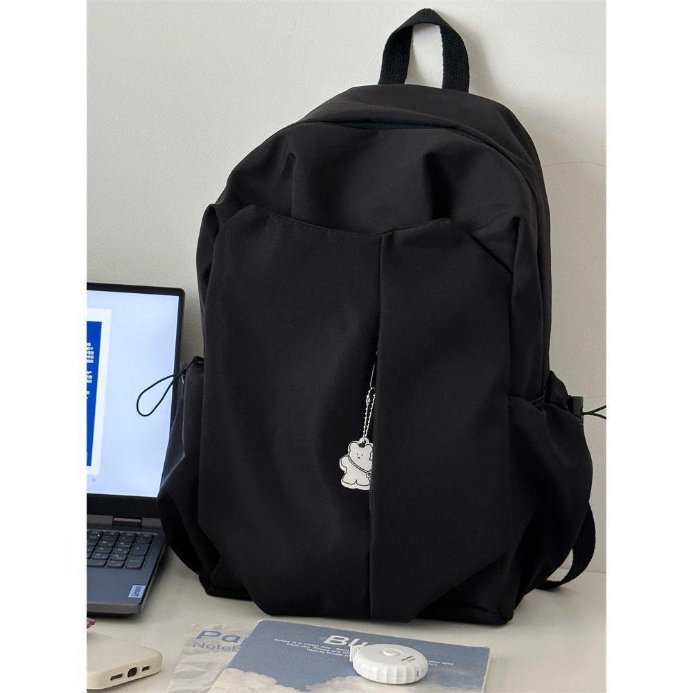 Black Large Capacity Backpack for Students - Unisex, Double Shoulder Straps, Ideal for College and Travel