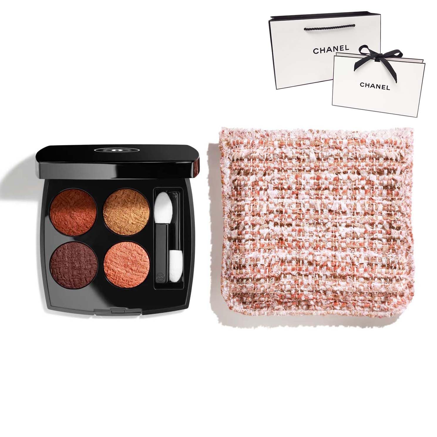 Chanel Les Quatre Ombres Tweed 03 Tweed Fauve Eyeshadow with Shopping Bag
