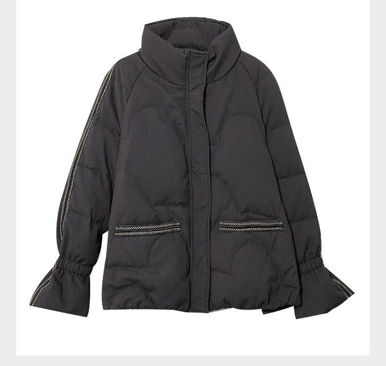 Verdickter Baumwollmantel für Damen, Winter, lockere koreanische modische Stehkragenjacke mit ausgestellten Ärmeln