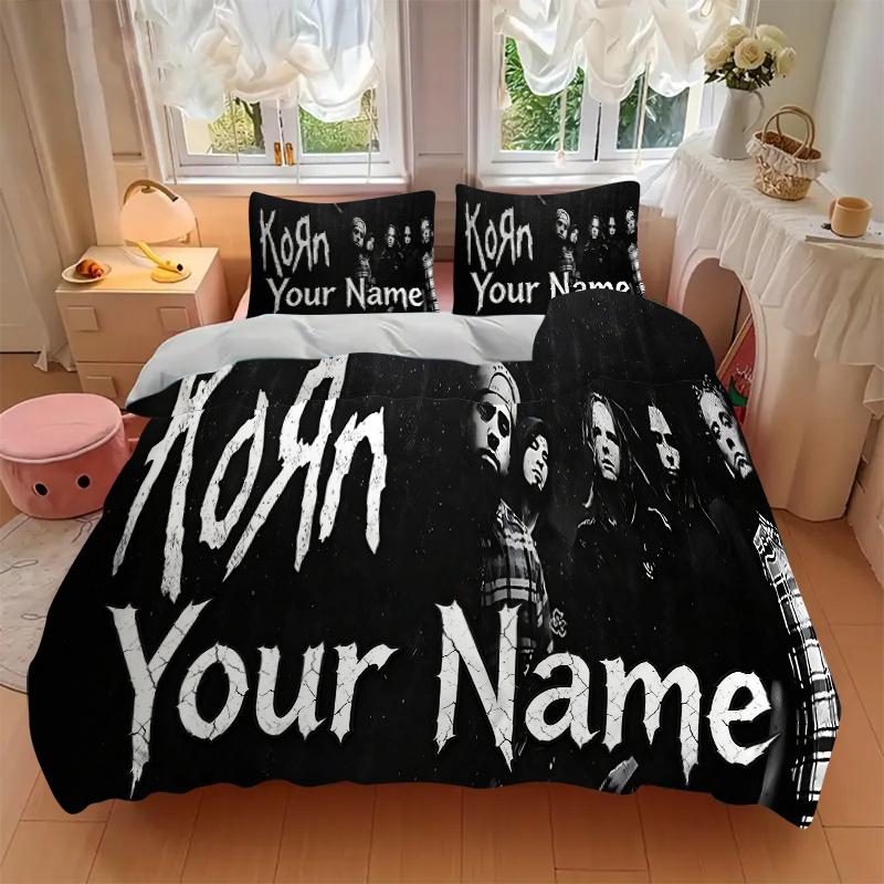 Kon Name Band Druck Bettwäsche Set Personalisiert Waschbar 3tlg Bettbezug Kissenbezüge Weiche Mikrofaser Zuhause Schlafzimmer Geschenk