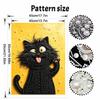 Framed Pearl Painting Kit Black Cat Funny Expression 3D Shiny Bead Art Canvas for Bedroom Living Room Decoration Wall Art Gift